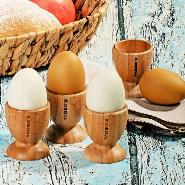 Комплект от 4 бамбукови чаши за яйца - Unknown
