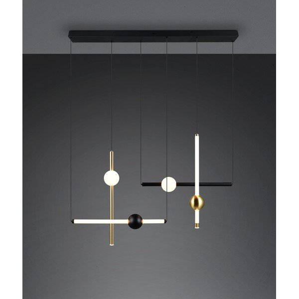 Черно/ в златист цвят LED затъмняващо се висящо осветително тяло Melita – Trio-image-2