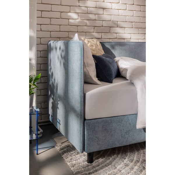 Синьо  единично легло тапицирано с място за съхранение с включен матрак 120x200 cm Avela – Bonami Selection-image-3