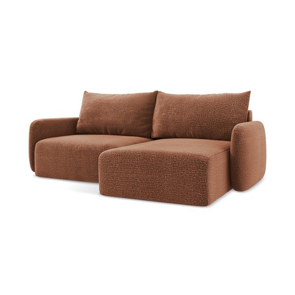Разтегателен ъглов диван с място за съхранение в тухлен цвят (десен ъгъл) Kalena – Makamii-image-1