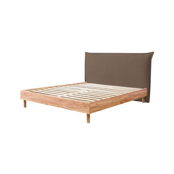 Кафяво/естествено двойно легло с решетка 160x200 cm Charlie - Bobochic Paris