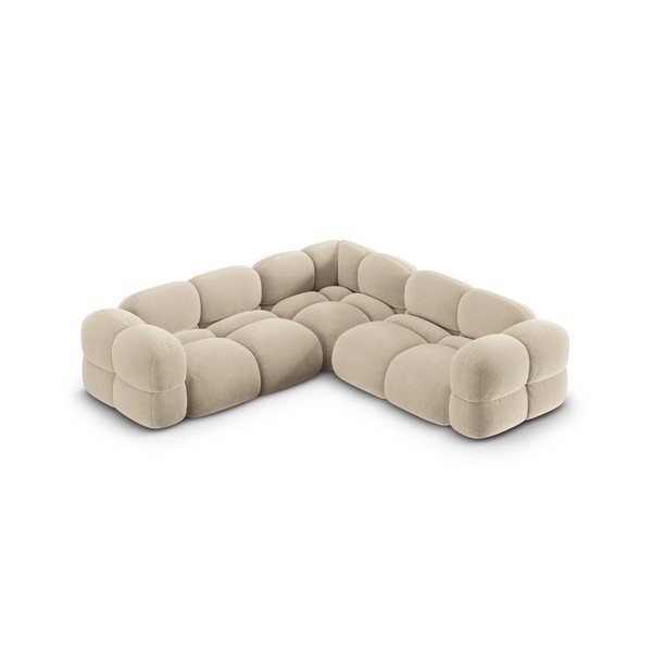 Бежов кадифен ъглов диван Loretto – Cosmopolitan Design-image-3