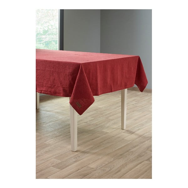Виненочервена покривка с лен , 135 x 240 cm - Tiseco Home Studio