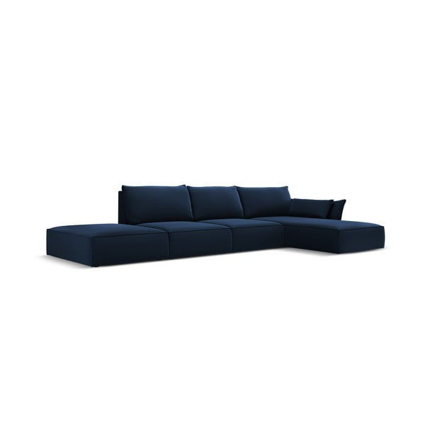 Тъмносин кадифен ъглов диван (десен ъгъл) Vanda – Mazzini Sofas-image-2