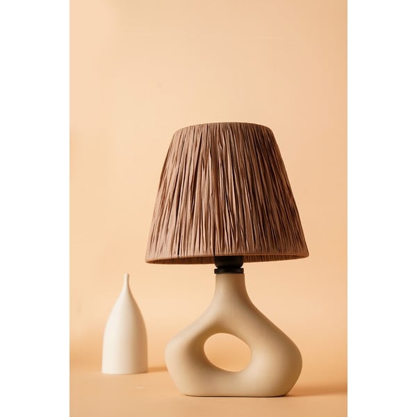 Бежова настолна лампа с абажур от хартиен шнур (височина 40 cm) Serin – Opviq lights-image-1