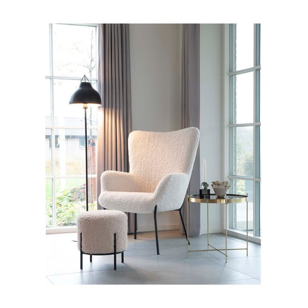 Кремава табуретка от изкуствен косъм Alford – House Nordic-image-1