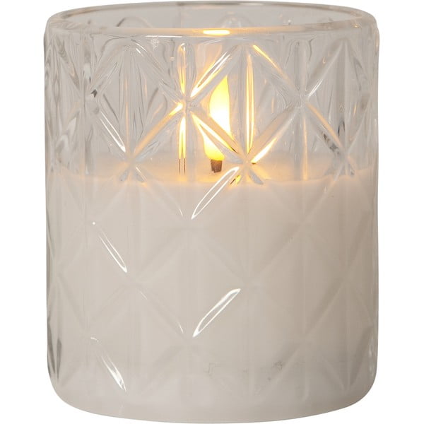 Бяла LED восъчна свещ в стъкло, височина 10 см Flamme Romb - Star Trading