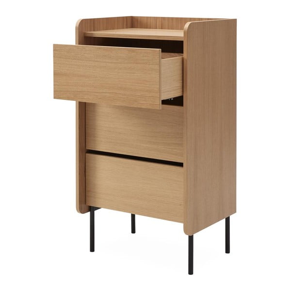 Висок скрин от дъбова дървесина в естествен цвят 60x108,5 см Wrap - Bonami Selection-image-3