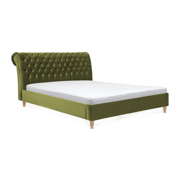 Маслиненозелено легло от букова дървесина Allon, 160 x 200 cm - Vivonita