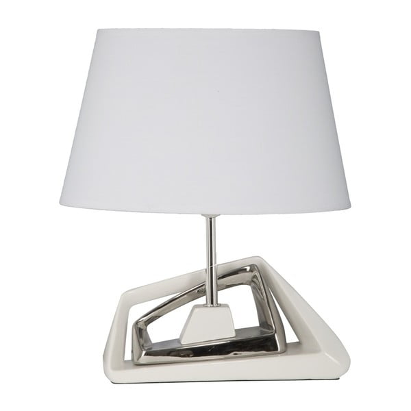 Bílostříbrná keramická stolní lampa Mauro Ferretti Cross, 31 x 38,5 cm