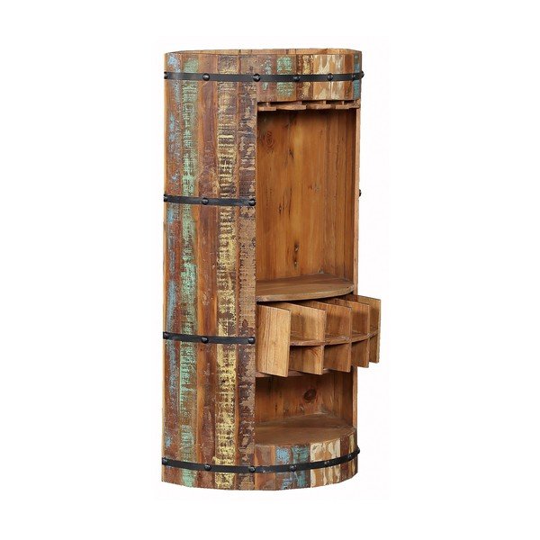 Шкаф за вино от рециклирано дърво за 8 броя бутилки в естествен цвят 60x115 cm Kaveri – Interia Home & Living-image-4