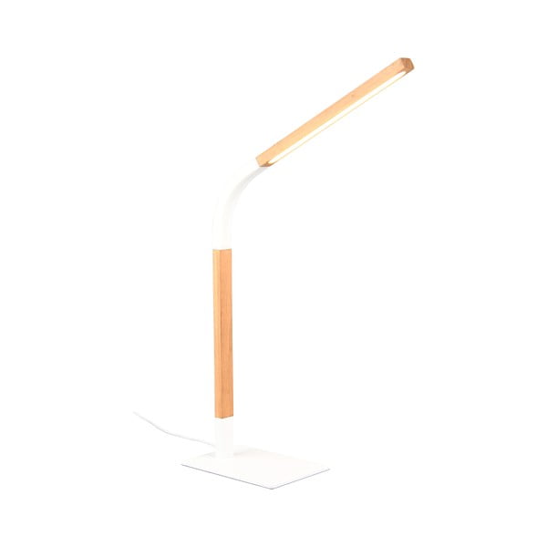 LED настолна лампа с възможност за димиране в бял и естествен цвят с дървен абажур (височина 73,5 см) Norris - Trio