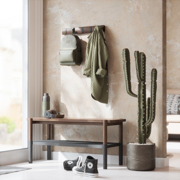 Тъмнокафява стенна закачалка от масивна топола Flip – Umbra-image-1