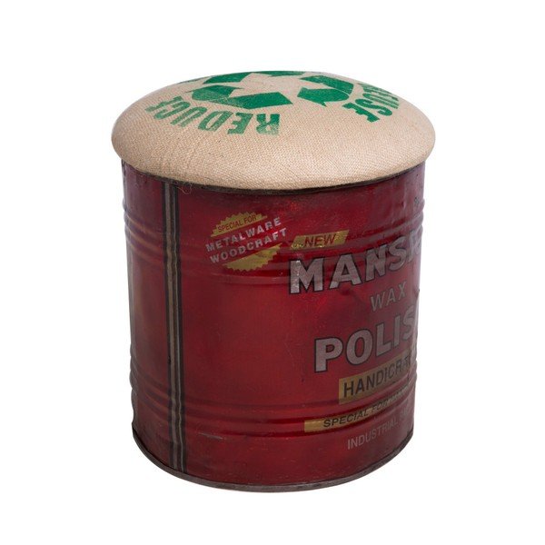 Rudě červený puf se zeleným nápisem Mauro Ferretti Handicraft-image-1