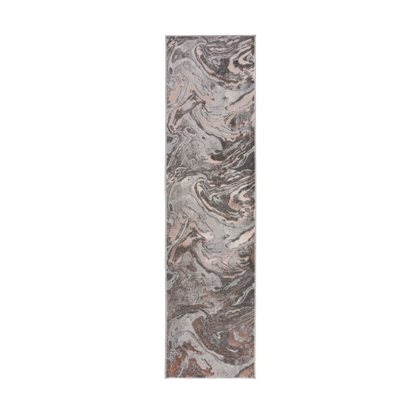 Сив и бежов мокет , 80 x 300 cm Marbled - Flair Rugs
