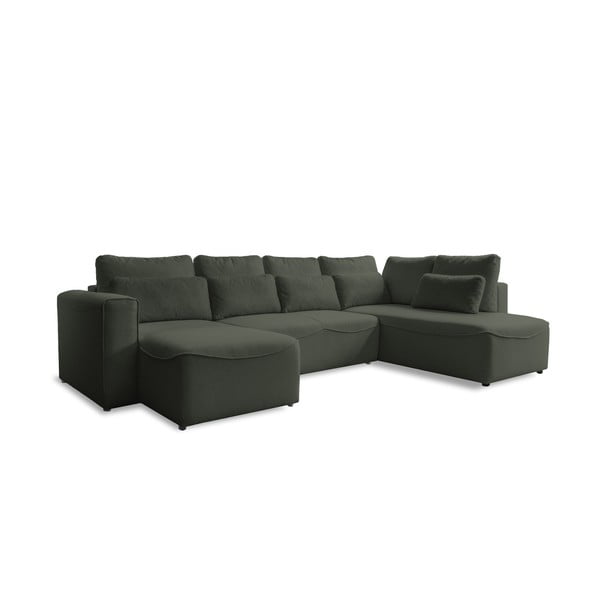 Зелен ъглов разтегателен диван (U-образен) Homely Tommy - Miuform