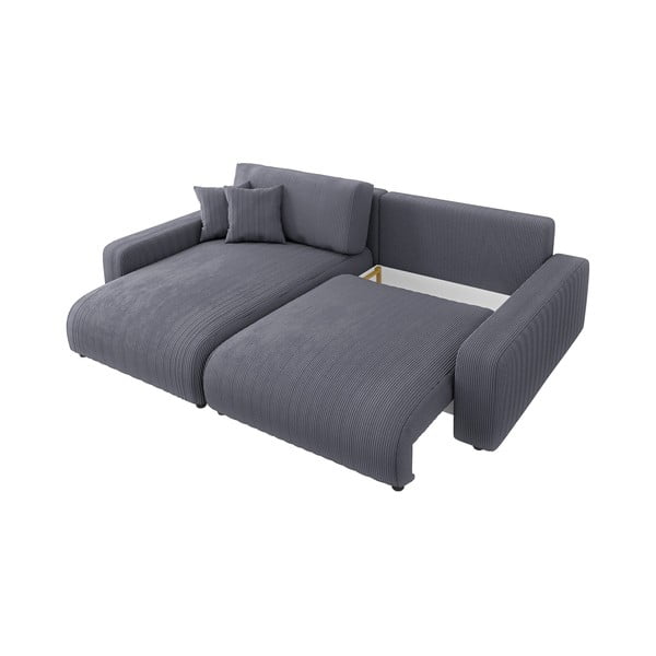 Тъмносив разтегателен ъглов диван от рипсено кадифе (променлив) Sara – Ropez-image-2