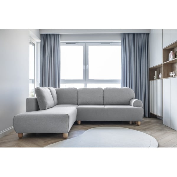 Светлосив ъглов разтегателен диван (ляв ъгъл) Bouncy Olli - Miuform-image-4