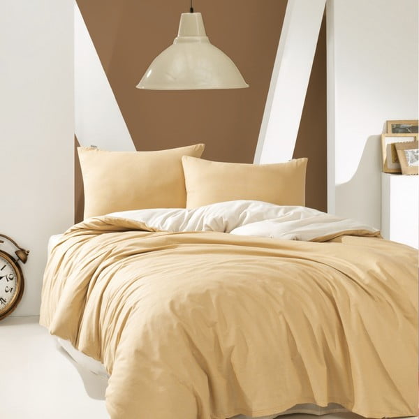 Тъмнокремаво памучно спално бельо с чаршаф Marie Claire Suzy, 160 x 220 cm - Marie Claire Home