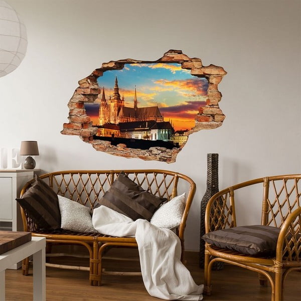 3D стикер за стена Прага Пражки замък, 90 x 60 cm - Ambiance