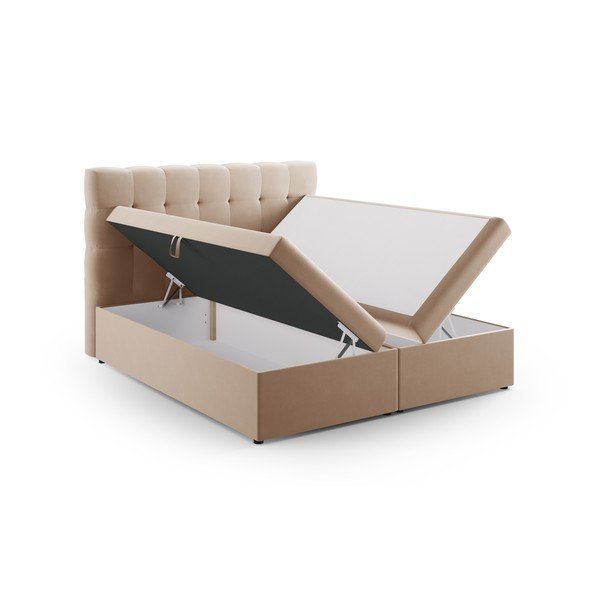 Светлокафяво боксспринг легло с място за съхранение 180x200 cm Bali - Cosmopolitan Design-image-4