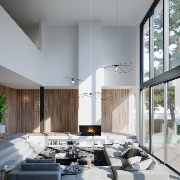 Черно висящо осветително тяло ø 70 cm Elliot - Sollux-image-3