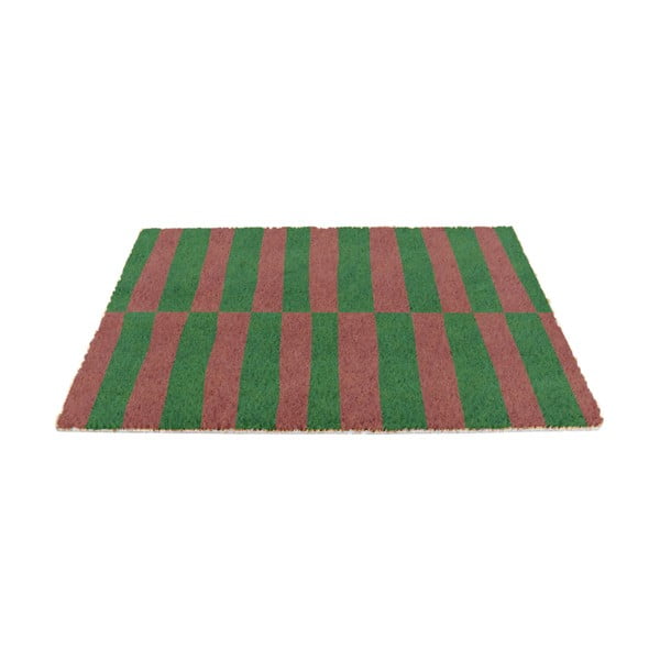 Изтривалка от кокосови влакна 40x60 cm Pink & Green Half Stripes – Artsy Doormats