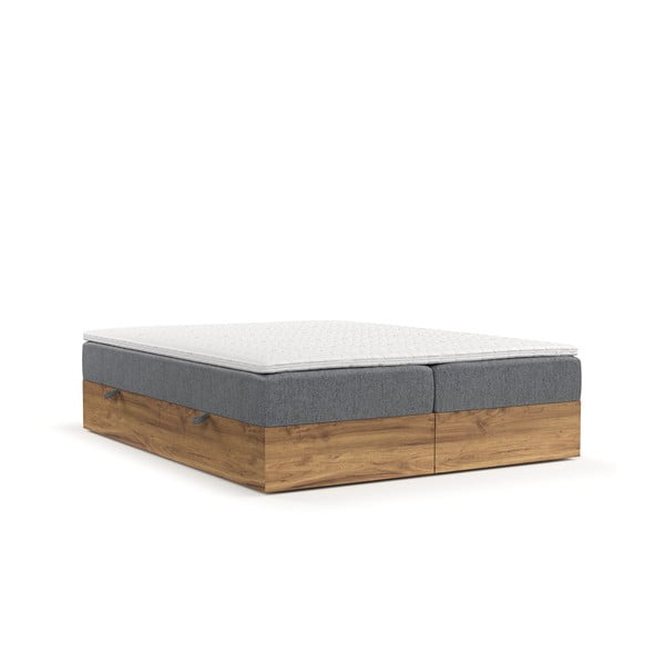 Боксспринг легло в сиво-естествен цвят с място за съхранение 180x200 cm Faro – Maison de Rêve