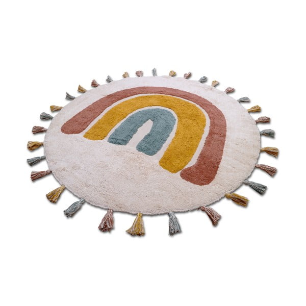 Детски ръчно изработен килим, ø 110 cm Rainbow - Nattiot-image-2