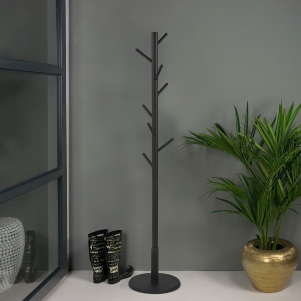 Черна стойка за връхни дрехи от масивно каучуково дърво ø 36x170 cm Bro – Spinder Design-image-1