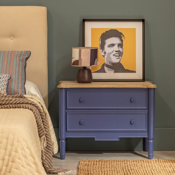 Син нисък скрин от масивна ела 80x60 cm – Ixia-image-1