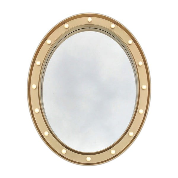 Oválné nástěnné zrcadlo Maiko Champagne, 54 x 68 cm