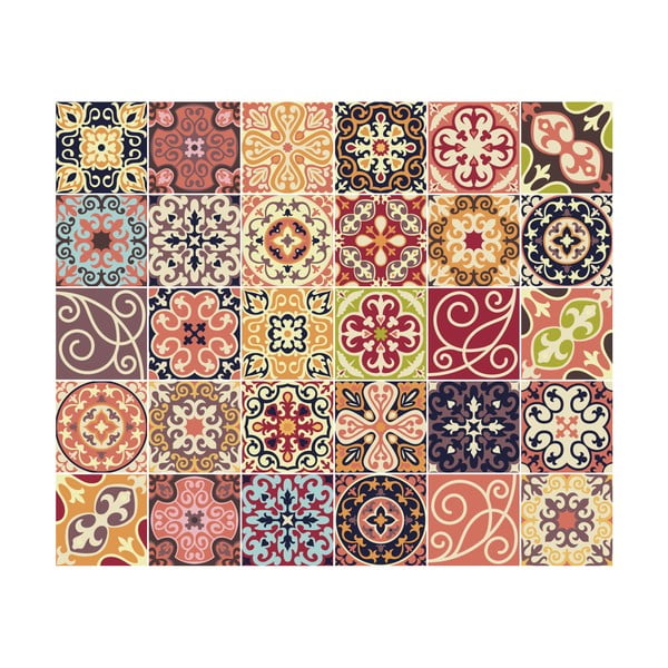 Комплект от 30 декоративни стикера за стена , 15 x 15 cm La Valette - Ambiance-image-2