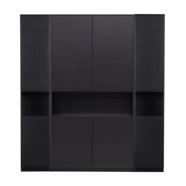 Черна модулна библиотека от масивен бор 190x210 cm Finca – WOOOD