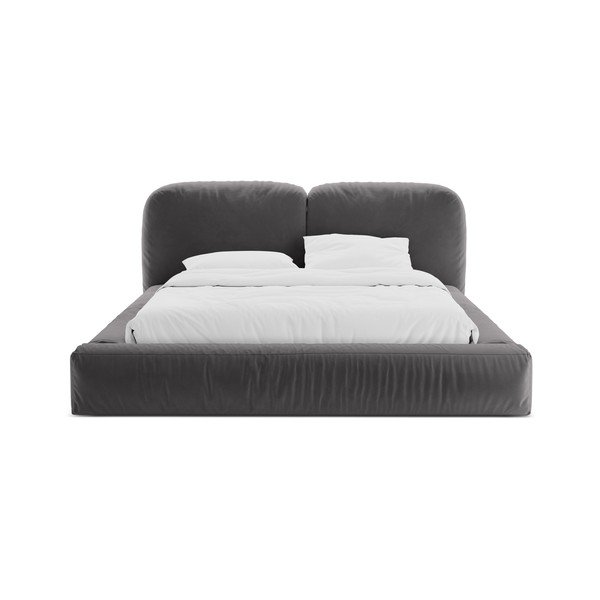 Сиво тапицирано двойно легло с място за съхранение и включена подматрачна рамка 160x200 cm Martina – Micadoni -image-4