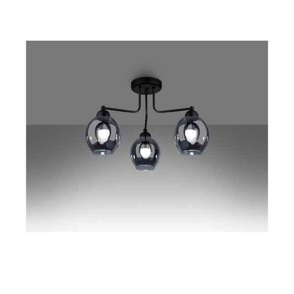 Черно осветително тяло за таван със стъклен абажур 54x54 cm Garten – Sollux-image-1