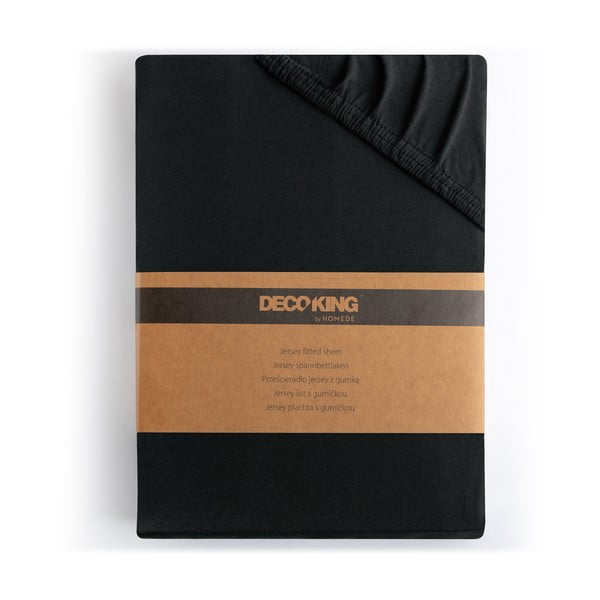 Черен еластичен чаршаф от джърси 180x200 cm Amber – Restilo-image-4