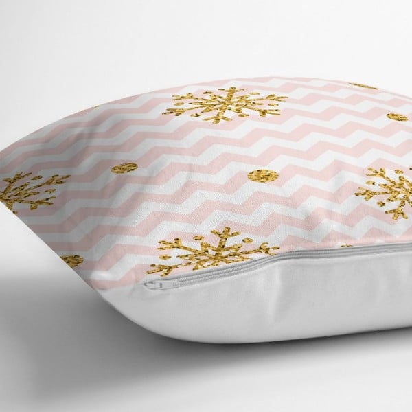 Коледна калъфка за възглавница "Златни снежинки", 42 x 42 cm - Minimalist Cushion Covers-image-1
