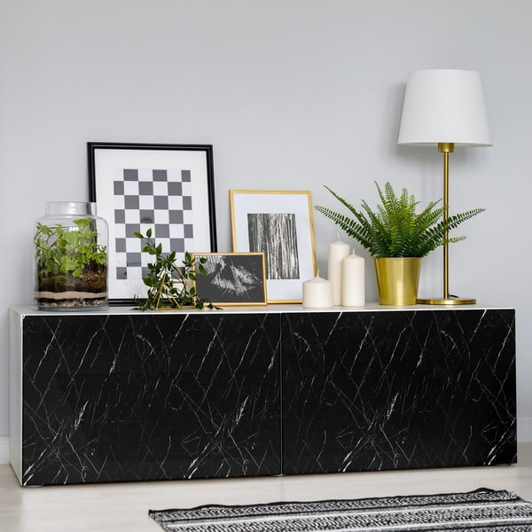 Стикер за мебели 200x60 cm Black and White Marble - Ambiance-image-1