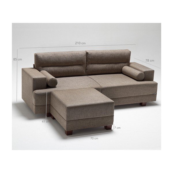 Кафяв диван с отоманка Ivett - Balcab Home-image-1