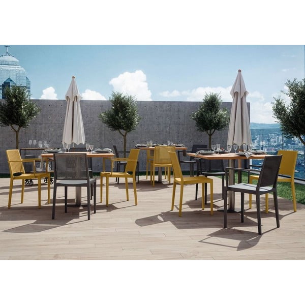 Жълт пластмасов градински стол Grid – Rojaplast-image-3