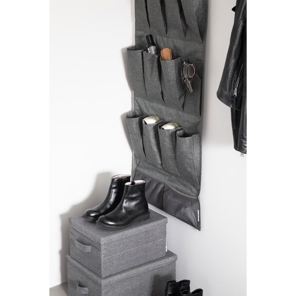 Сива текстилна кутия за съхранение с капак 40x30x22 cm Soft Storage – Bigso-image-1