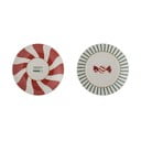 Червени и кремави десертни глинени чинии в комплект от 2 бр. с коледни мотиви ø 12,5 cm Yule – Bloomingville