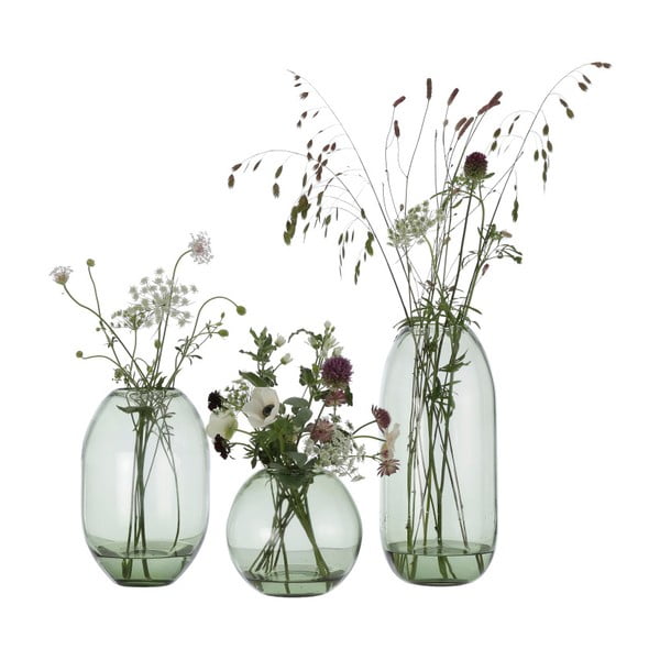 Зелена стъклена ваза Хедж, височина 18 cm - A Simple Mess-image-2