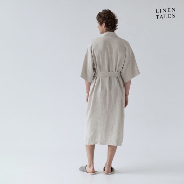 Бежов ленен халат размер L/XL Summer - Linen Tales-image-4