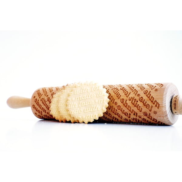 Дървен релефен валяк за тесто Made with Love Made With Love - Valek-image-3