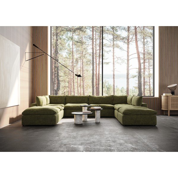 Зелен ъглов U-образен диван Moonlight - Furninova-image-1