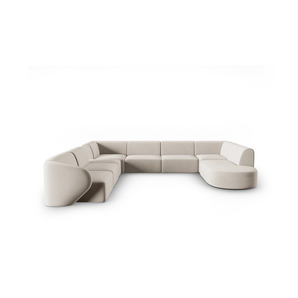 Бежов кадифен ъглов диван (ляв ъгъл/U форма) Paolo – Milo Casa