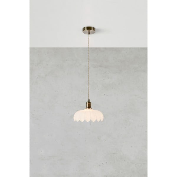 Висящо осветително тяло със стъклен абажур в бял и месингов цвят  ø 25,5 cm Kurage – Markslöjd-image-3