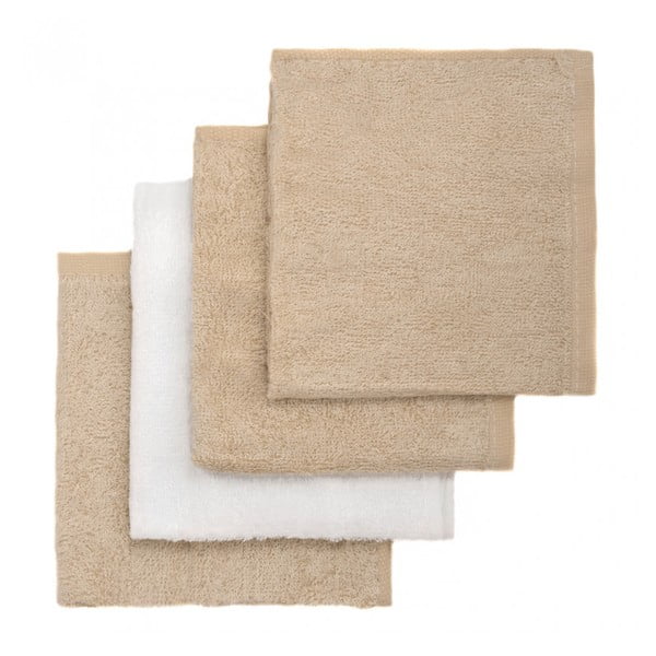 Комплект от 4 бамбукови кърпи за миене в бежово и бяло - T-TOMI